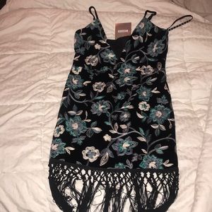 misguided velvet embroidered dress